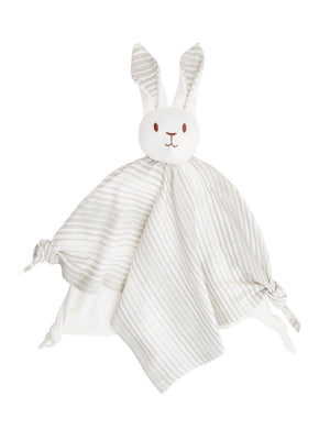 Under the Nile Organic Cotton Bunny Blanket Lovey shown in grey stripe