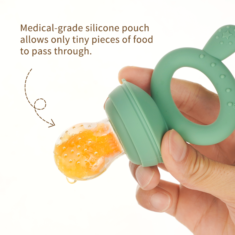 Haakaa Baby Food Feeder & Palm Teether Combo - Safe Way To Introduce Solids & Soothe Gums