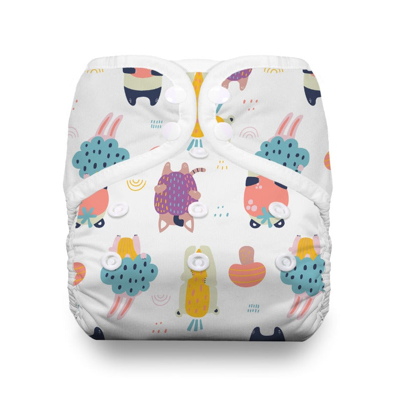 Thirsties One Size Pocket Diapers are available in Hook and Loop or Snap closures and are made in the USA