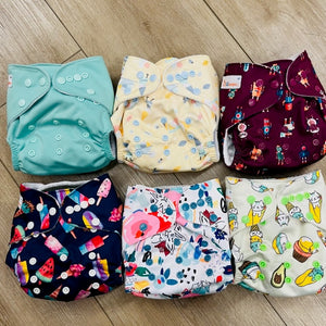 6-Pack Lil Helpers Tank All-in-One Cloth Diapers with Extra Inserts
