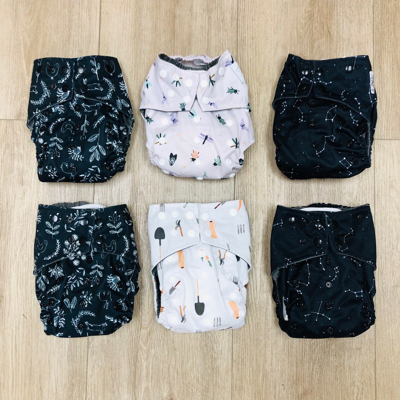 6-Pack La Petite Ourse One-Size All-in-One Diapers, Gently Used