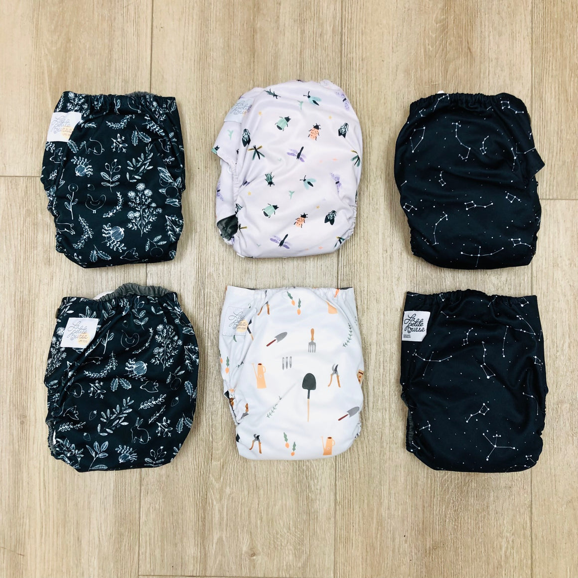 6-Pack La Petite Ourse One-Size All-in-One Diapers, Gently Used