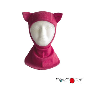 many months natural woolies elephant hood balaclava with kitty ears in marmalade