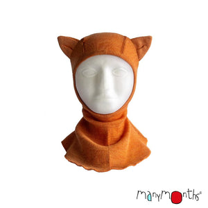 many months natural woolies elephant hood balaclava with kitty ears in marmalade