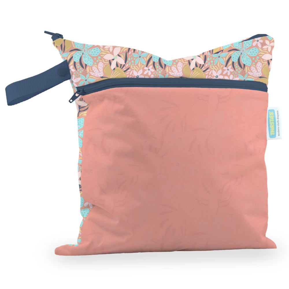Thirsties wet bag with design and text highlighting features