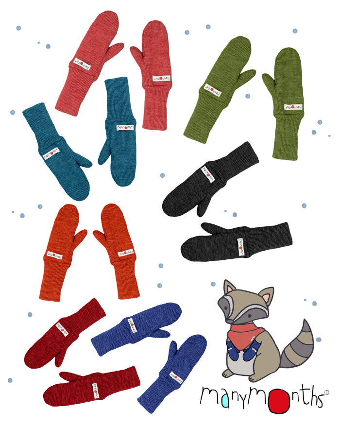 ManyMonths Toddler Long Cuff Mittens with removable string, shown in axolotl yellow color