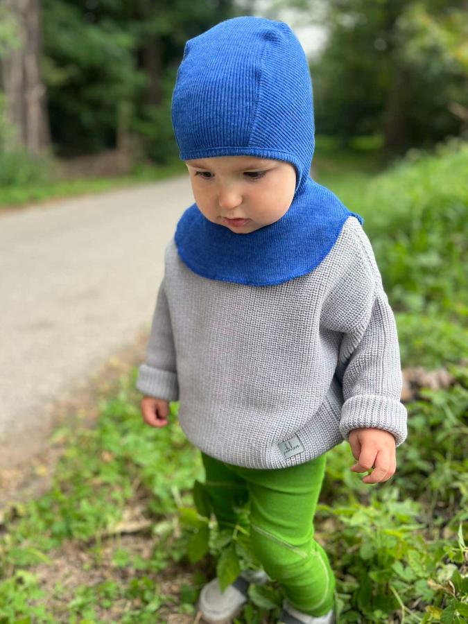 many months elephant hoodie in classic blue