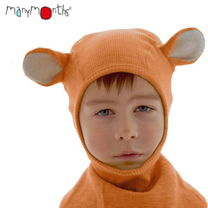 many months natural woolies elephant hood balaclava with kitty ears in marmalade