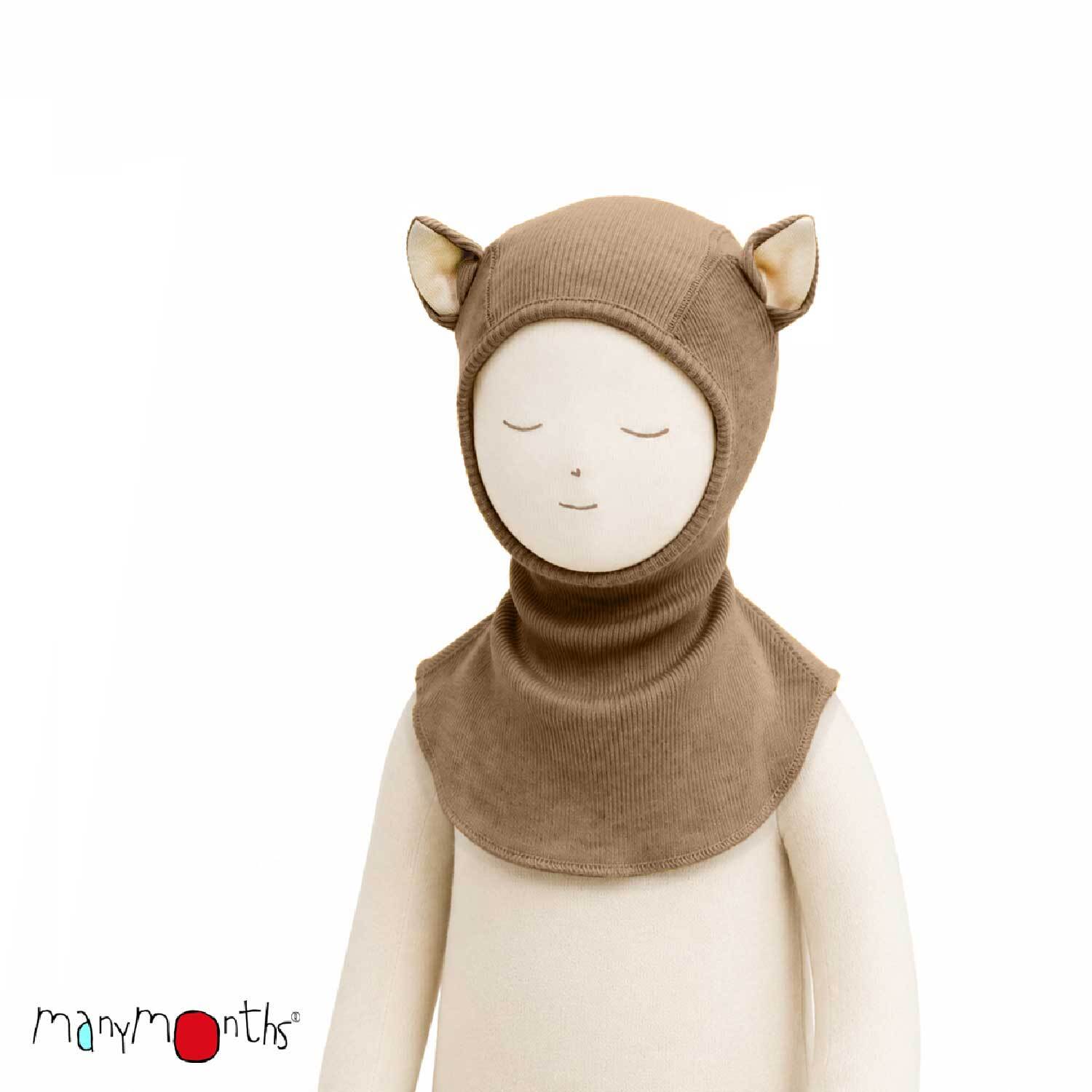 many months natural woolies elephant hood balaclava with kitty ears in marmalade