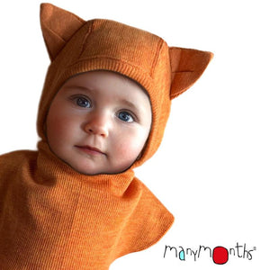 many months natural woolies elephant hood balaclava with kitty ears in marmalade