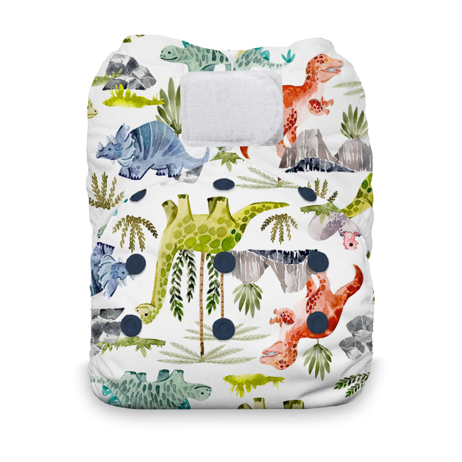 Thirsties Natural All in one diaper on baby, made in the usa, blackbird print