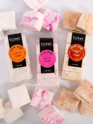ticket plush puffs hand crafted marshmallows in 3 flavors