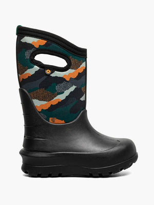 Bogs Neo Classic three season boots for kids, shown in 2024/2025 sea skin style with black base
