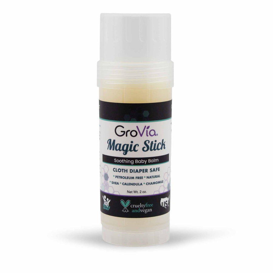 GroVia Magic Stick Soothing Baby Balmin stick form, on a white background