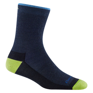 Darn Tough Kids Wool Socks, made in Vermont, shown in kids micro crew ty rex navy blue sock