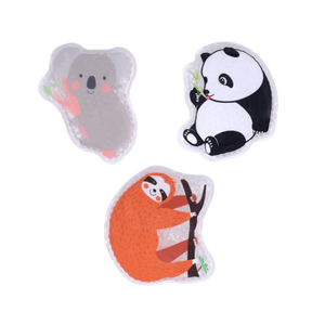 keep going first aid, lil chillys gel ice packs 3 count set in jungle prints with a koala, panda and sloth