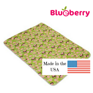 Blueberry Waterproof Mattress Pad, made in USA, measures 28" x 34", 