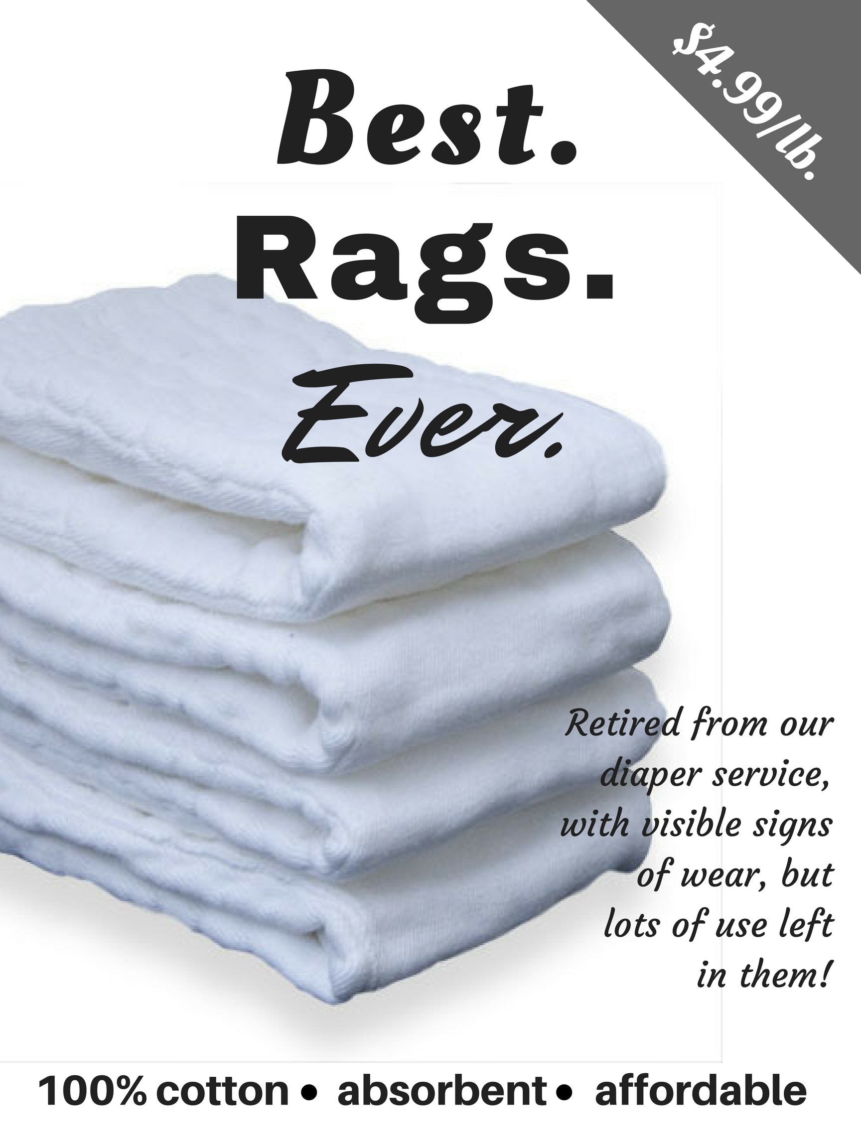 Cloth Diaper Rags - GREAT FOR CLEANING, MECHANICS, ARTISTS