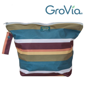 GroVia brand zippered wet bag, washable reusable bag for dirty items