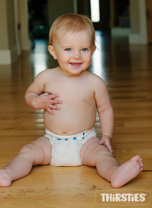 Thirsties Natural Fitted Diaper, made from Bamboo, in two sizes, made in the usa