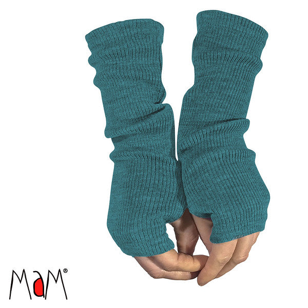 ManyMonths natural woollies long fingerless  mittens in toasted coconut color