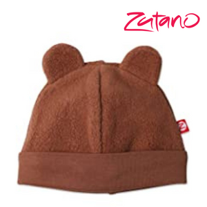 Zutano copie fleece infant hat shown in  heather mocha