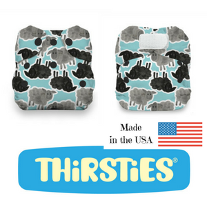 Thirsties Newborn All in One Diaper in snaps or hook & loop closures, made in the USA