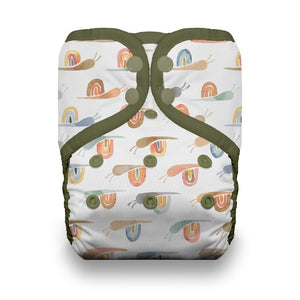 Thirsties One Size Pocket Diapers are available in Hook and Loop or Snap closures and are made in the USA