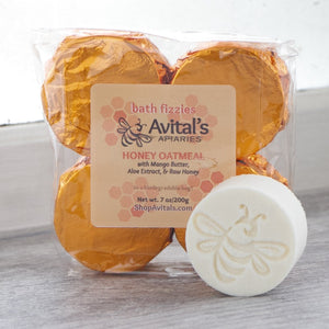 avital's apiaries honey oatmeal bath fizzles with aloe extract and raw honey