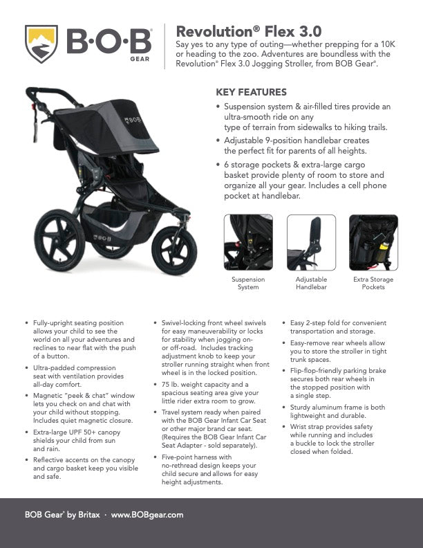 BOB Gear Revolution Flex Jogging Stroller Jillian's Drawers