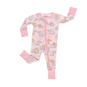 Little Sleepies Bamboo Viscose One Piece Pajamas shown in Petal Hop To It Easter print, on pink