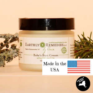 Earthly Remedies baby's butt cream is made in the USA of all natural ingredients