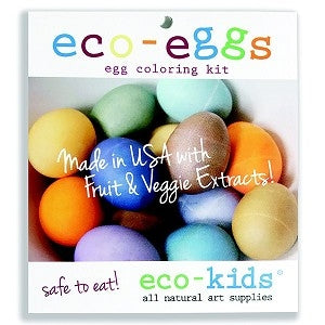 eco-eggs egg coloring kit packaging includes Easter egg dyes made from herbs and plants and the box makes an egg drying tray!