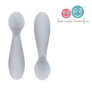 ezpz tiny spoons set with company logo, less mess, more fun