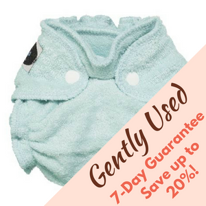 Gently Used Imagine Newborn Bamboo Fitted Diapers, version 2.0, shown in indigo blue