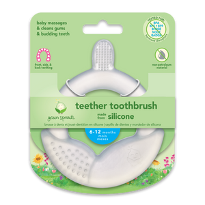 New for 2020! Green Sprouts Silicone ring teether and toothbrush in one