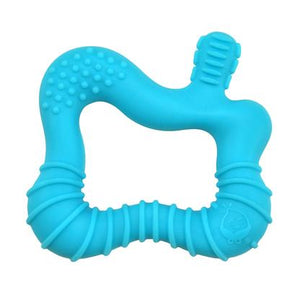 Green Sprouts silicone molar teether in blue/aqua color