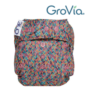 GroVia ONE Cloth Diaper, adjustable size, all in one diaper, 2018 print fable