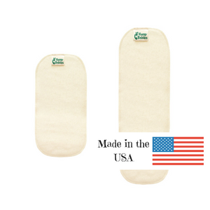hemp babies diaper doublers are made in the USA and available in two sizes