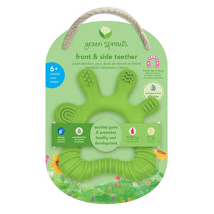 green sprouts front & side teether is made from BPA and PVC-free silicone for baby’s health and well-being