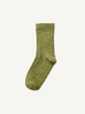 nui nature merino wool ribbed sock in grass green color