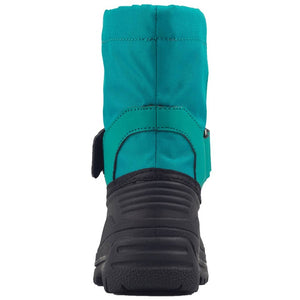 oaki wear snow boot side view in teal with velcro closure