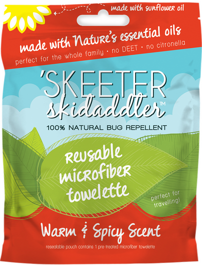 Skeeter Skidaddler 100% Natural Bug Repellant Reusable Microfiber Towelette in Light & Lemony Scent