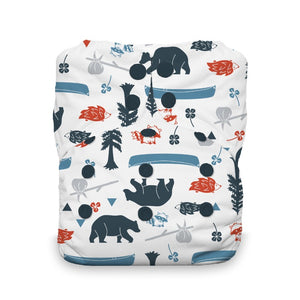 Thirsties Stay-Dry Natural One-Size All in One Cloth Diaper, shown in 2022 Stepping Stones River rock print