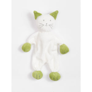 Under the Nile Organic Flat Cat toy is white with green ears and paws