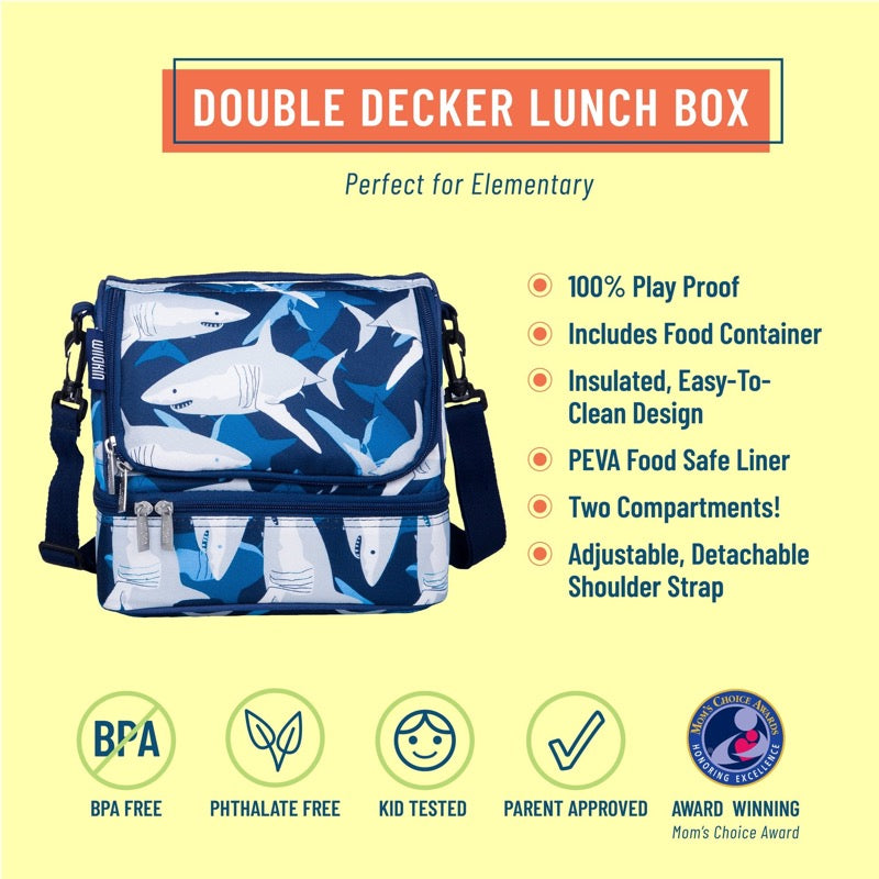 Wildkin Double Decker Lunch Bag - Whale Blue
