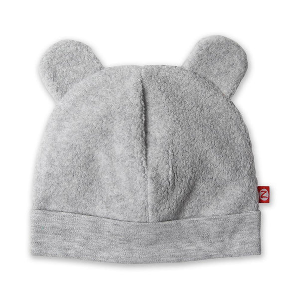 Zutano copie fleece infant hat shown in  heather mocha